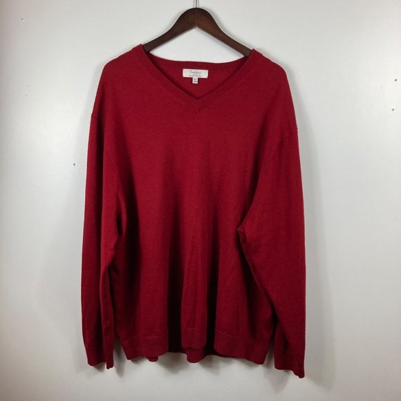 Turnbury Other - Mens Turnbury Merino Wool V Neck Sweater Cranberry 3XB